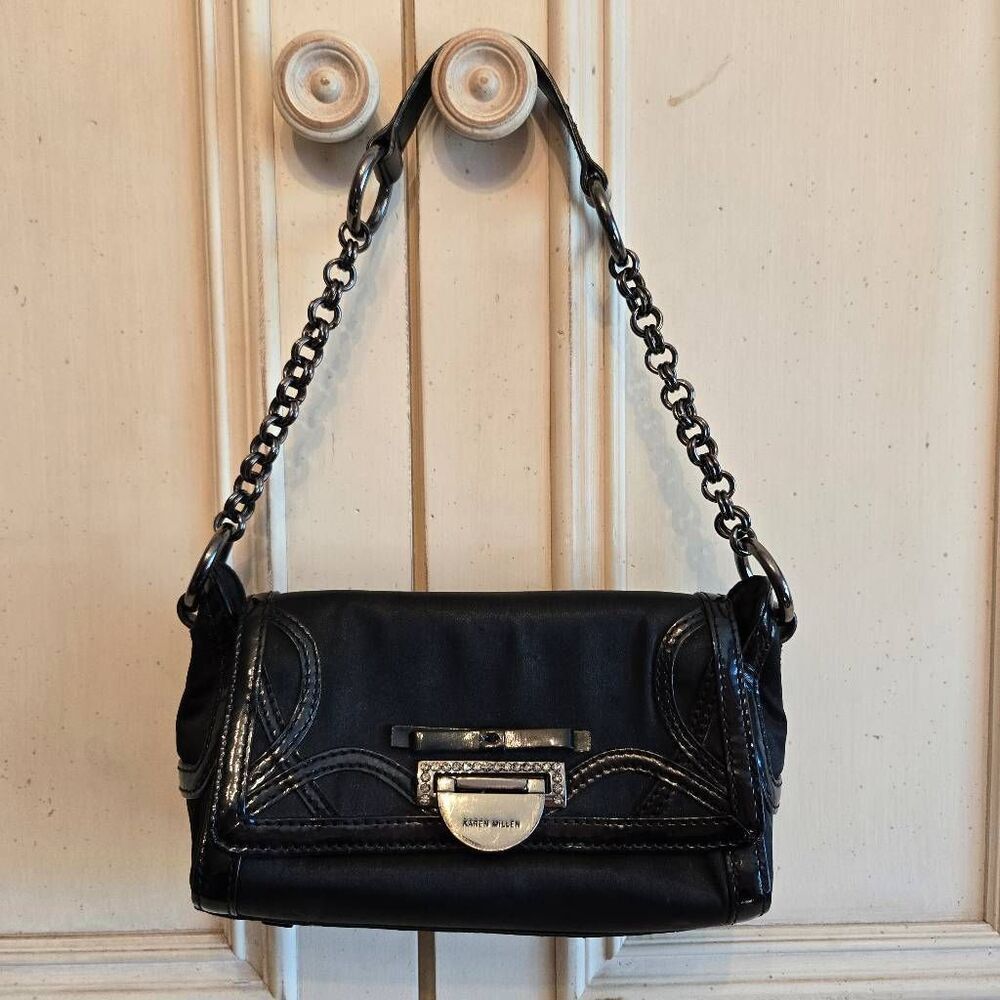 Karen Millen Black Rhineston & Bow Bag